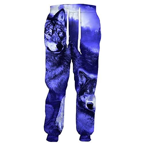 Animal Wolf 3D Print Mode Herren Damen Jogginghose Casual Harajuku Herbsthose Trousers 5 XL von Baobli