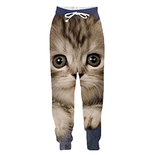 Baobli Herren Damen 3D Gedruckt Anime Tier Katze Lässige Lange Hosen Sport Pullover Länge Jogginghose Mode Hosen 10 XXL von Baobli