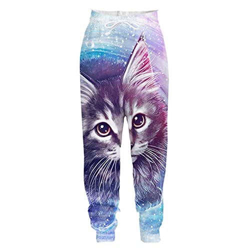 Baobli Herren Damen 3D Gedruckt Anime Tier Katze Lässige Lange Hosen Sport Pullover Länge Jogginghose Mode Hosen 14 L von Baobli