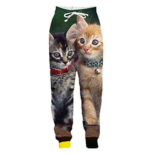 Baobli Herren Damen 3D Gedruckt Anime Tier Katze Lässige Lange Hosen Sport Pullover Länge Jogginghose Mode Hosen 16 L von Baobli