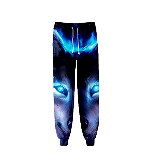 Baobli Moon Wolf 3D Printed Jogginghose Damen Herren Mode Streetwear Lange Hosen Lässige Jogginghose Black XXL von Baobli