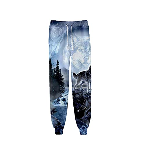 Baobli Moon Wolf 3D Printed Jogginghose Damen Herren Mode Streetwear Lange Hosen Lässige Jogginghose Lavender L von Baobli