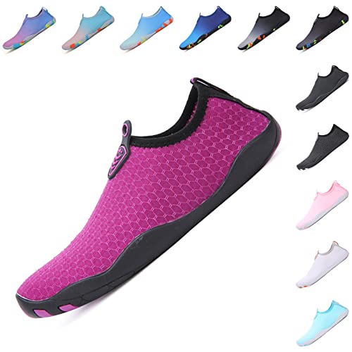 Baofular Badeschuhe Damen Herren Wasserschuhe Schwimmschuhe Sommer Strandschuhe Schnell Trocknend Aquaschuhe Surfschuhe für Meer Lila 36 EU von Baofular