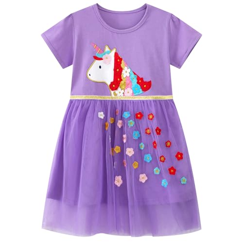 Baogaier Kleid Mädchen Tüll Kleider Baumwolle Kurzer Ärmel Sommerkleid Lila Pferd-Motiv Sommer Frühling T-Shirt Tüllkleid Party Festliches Kinderkleid Gr. 92-98 Baogaier Kleid Mädchen Tüll Kleider Baumwolle Kurzer Ärmel Sommerkleid Lila Pferd-Motiv Sommer Frühling T-Shirt Tüllkleid Party Festliches Kinderkleid Gr. 92-98 von Baogaier