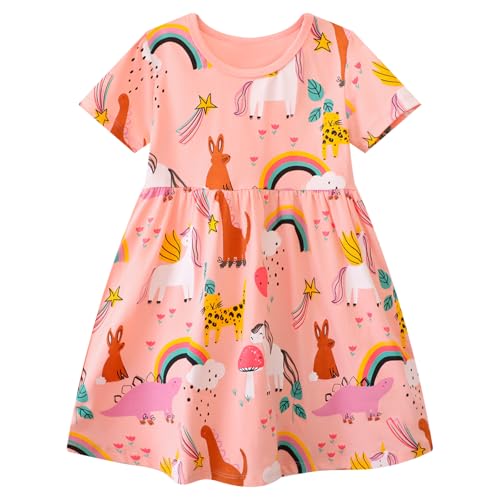 Baogaier Mädchen Kleid Kurzarm Kinder Baumwolle Rosa Pferd Druck A-Linie T-Shirt Rundhals Festliche Casual Freizeitkleid Party Prinzessin Kleider Kleidung Gr.104-110, für 5-6 Jahre Baogaier Mädchen Kleid Kurzarm Kinder Baumwolle Rosa Pferd Druck A-Linie T-Shirt Rundhals Festliche Casual Freizeitkleid Party Prinzessin Kleider Kleidung Gr.104-110, für 5-6 Jahre von Baogaier