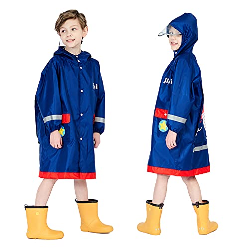 Baogaier Regenmantel Kinder Jungen Kapuze Regenjacke Regenanzug Einteilig Blau Atmungsaktiv Wasserdicht Lang Leicht Overall Regen Poncho Jacke Wandern Arbeit Reißverschluss PVC Outdoor 8-12 Jahre von Baogaier