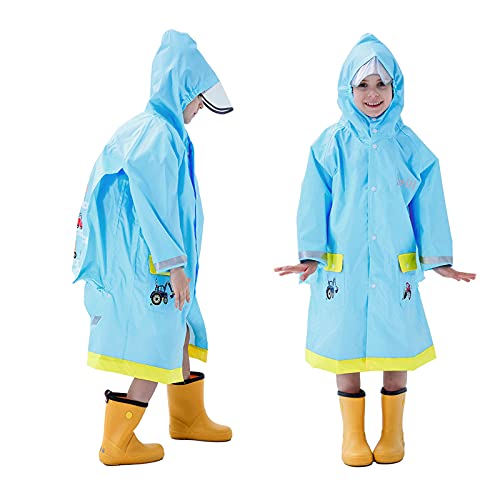 Baogaier Regenmantel Kinder Jungen Kapuze Regenjacke Regenanzug Einteilig Blau Atmungsaktiv Wasserdicht Lang Leicht Overall Regen Poncho Jacke Wandern Arbeit Reißverschluss PVC Outdoor 8-12 Jahre von Baogaier