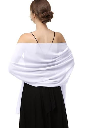 Chiffon-Schals, Schals für Braut, Hochzeit, Party, Abendkleid und besondere Anlässe Kleider, Weiß, Länge (79") * Breite (19") von Baoqiya