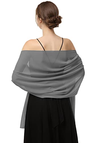 Chiffon-Schals für Brautpartys, Abendkleider und besondere Anlässe - Grau - Länge (201 cm) * Breite (74 cm) von Baoqiya