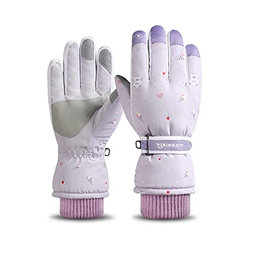 Barakara Winter Handschuhe, Dicke Warme Rutschfest Wasserdicht Skihandschuhe Fleece Gefüttert, Winddichte Fahrrad Handschuhe Touchscreen für Damen Herren Kinder für Motorrad Bergsteigen Outdoor, Rosa von Barakara