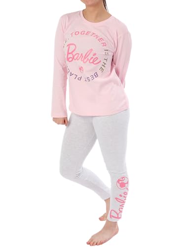 Barbie Schlafanzug Damen | Damen Schlafanzug aus Baumwolle | Damen-Pyjama mit Langen Ärmeln | Rosa | XL von Barbie