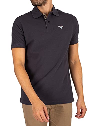 Barbour Men's Tartan Pique Polo Shirt - Navy/Dress - S von Barbour