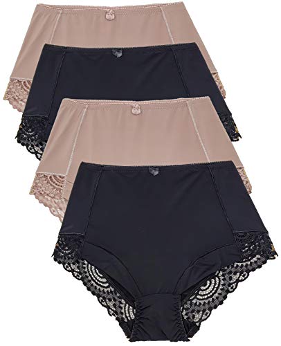 Barbra Lingerie Damen Slips Unterwäsche Bauchkontrolle Höschen S-plus Größe 4er-Pack Girdle Panty - Schwarz - 4X-Large von Barbra Lingerie