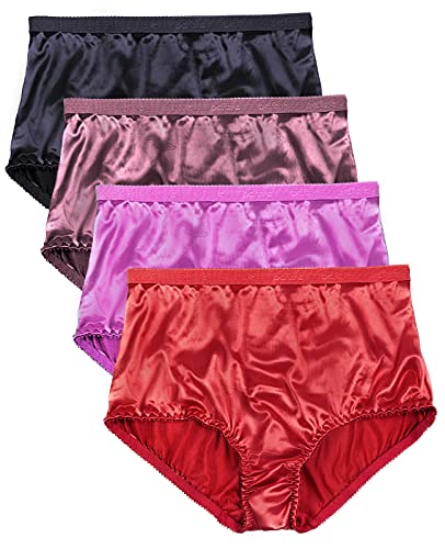 Barbra Lingerie Satin-Höschen, Größe S bis Übergröße, Damenunterwäsche, volle Abdeckung, Multipack, kirsche, XXL Große Größen von Barbra Lingerie