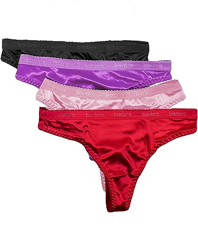 Sexy Satin Tanga Höschen Kleine bis Übergröße Tangas für Frauen Unterwäsche Multipack, 4er-Pack - Blume, 5XL Große Größen von Barbra Lingerie