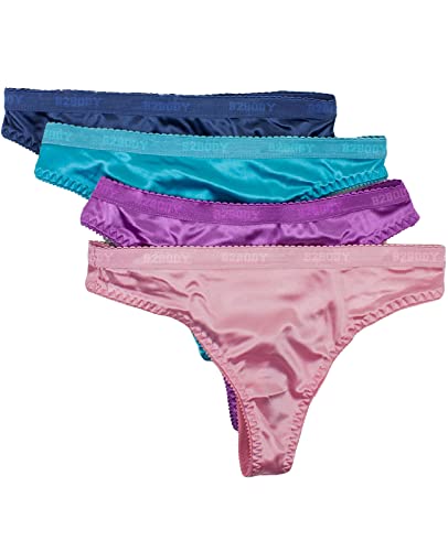 Sexy Satin-Tanga-Höschen klein bis Übergröße Tangas für Damen Unterwäsche Multipack, Indigo 4 Stück, 3XL Große Größen von Barbra Lingerie