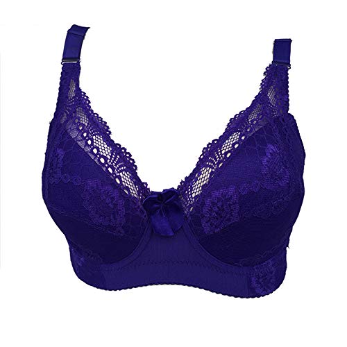 BaronHong Bralette-BH für gefälschte Brüste Silikonbrust Crossdresser Mastektomie durchsichtig floraler Spitze (lila, 40/90) von BaronHong