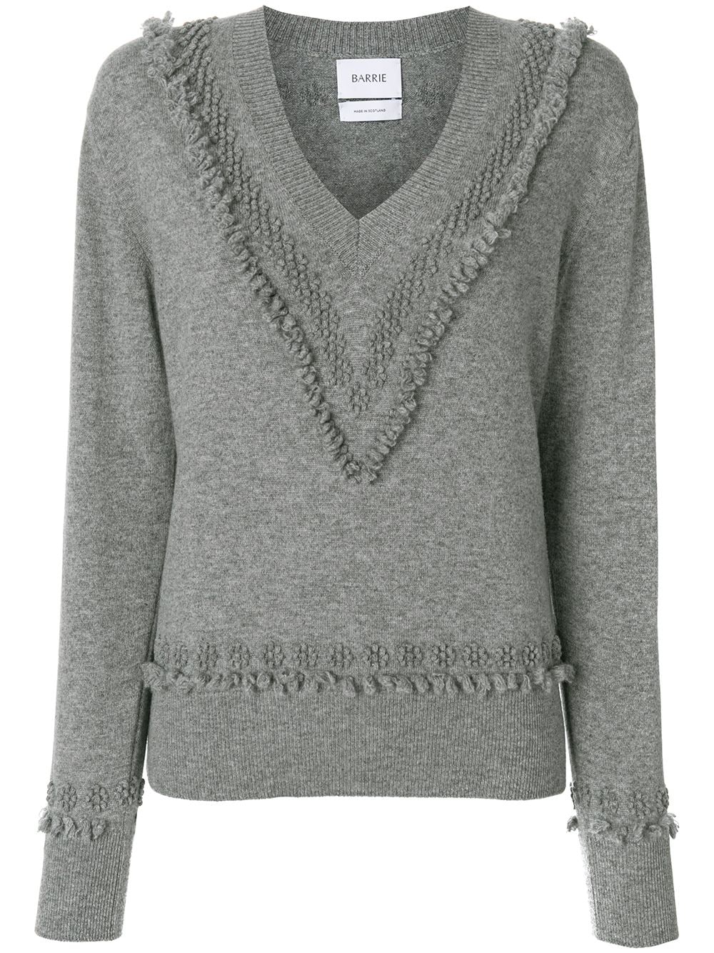 Barrie Bestickter Pullover mit V-Ausschnitt - Grau von Barrie