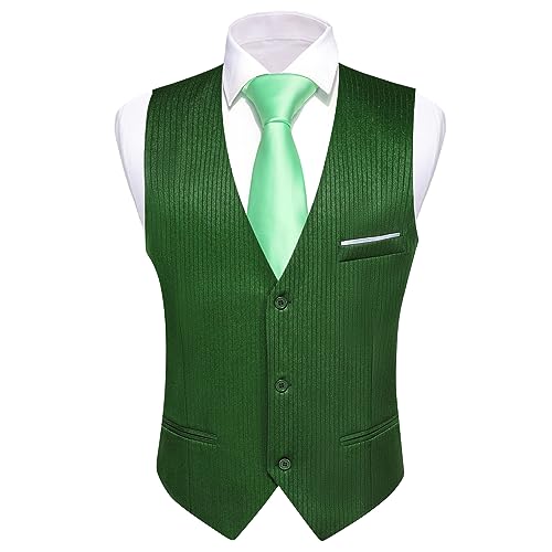 Barry.Wang Herren Formale Anzug Weste Gestreift Casual V-Ausschnitt Slim Fit Einfarbig Weste für Hochzeit Party Smoking, hellgrün, X-Large Barry.Wang Herren Formale Anzug Weste Gestreift Casual V-Ausschnitt Slim Fit Einfarbig Weste für Hochzeit Party Smoking, hellgrün, X-Large von Barry.Wang
