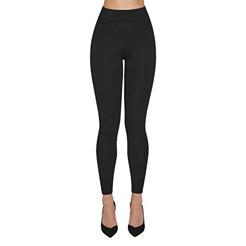 Bas Bleu Damen Leggings Lang Musterlos Hoher Bund EU Perrie, Schwarz,M von Bas Bleu