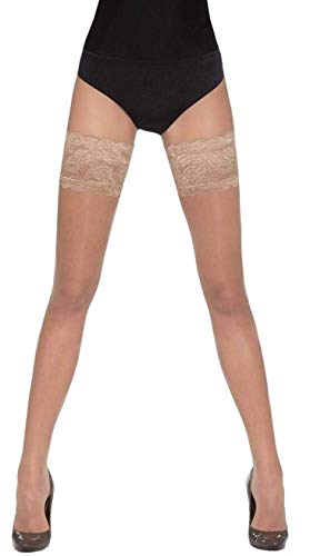 hochwertige edle halterlose Strümpfe und Geschenketasche (versch. Styles und Farben) Gr. S M L Strapse Overknees Dessous (Kama natural M) von Bas Bleu