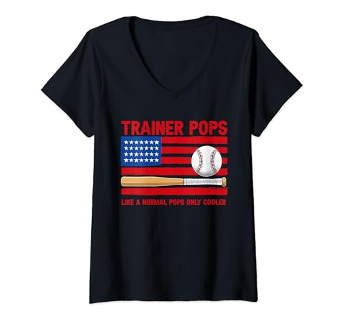 Damen Trainer Pops Definition Much Cooler Proud Baseball Player T-Shirt mit V-Ausschnitt von Baseball Father's Day Costume