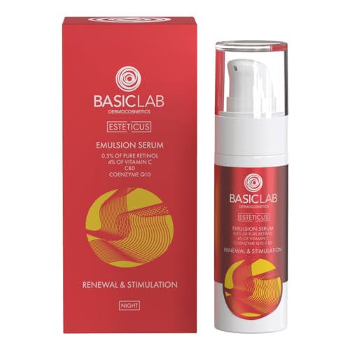 BasicLab Dermocosmetics BasicLab Gesichtsserum mit Retinol, Coenzym Q10 und Vitamin C | 30 ml | Anti-Falten Nachtserum für Frauen von BasicLab