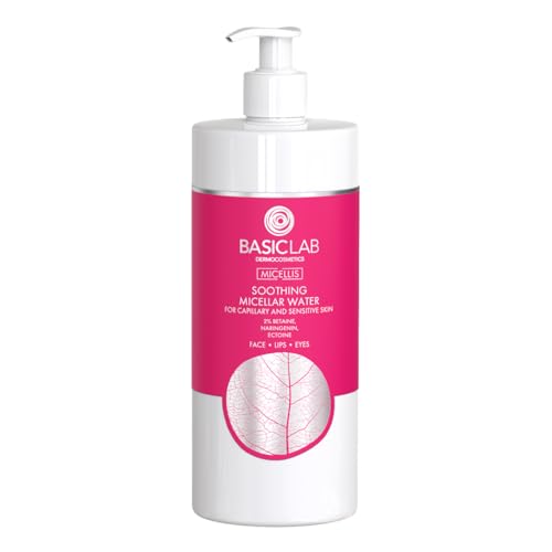 BasicLab Dermocosmetics Beruhigendes Micellar Lotion für kapillare und empfindliche Haut | 500 ml | Hautreinigung Make-up-Entferner für die Hautpflege von BasicLab