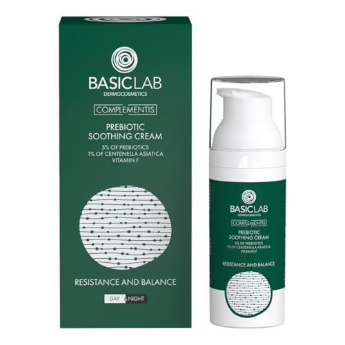 BasicLab Dermocosmetics Präbiotische Beruhigende Tages- und Nacht-Gesichtscreme. | 50 ml | Für Frauen und Männer, Lindert Irritationen und Rötungen, Reduziert Akne, Normalisiert die Talgabsonderung von BasicLab