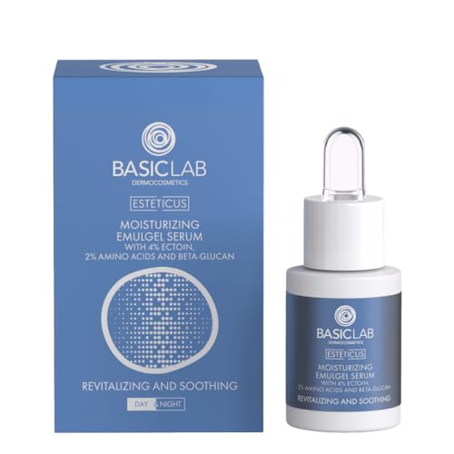 BasicLab Dermocosmetics Feuchtigkeitsspendendes Gesichtsserum mit Ektoine | 15 ml | Emu-Gel, Gel-Gesichtsserum für Frauen und Männer, geeignet für Tag & Nacht, spendet Feuchtigkeit von BasicLab