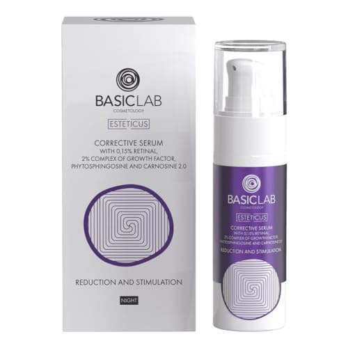 BasicLab Dermocosmetics BasicLab Korrigierendes Gesichtsserum mit Retinal | 30 ml | Anti-Falten, Anti-Akne, Nacht, Für Frauen von BasicLab