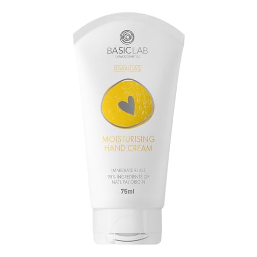 BasicLab Dermocosmetics Feuchtigkeitsspendende Handcreme | 75 ml | Für Erwachsene und Kinder, Für Frauen und Männer, Spendet Feuchtigkeit und regeneriert, Zieht schnell ein von BasicLab