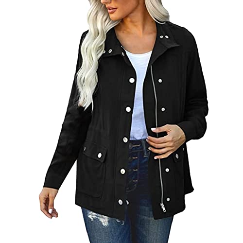 Bastwahl Damen Militärjacke mit mehreren Taschen Reißverschluss Druckknöpfe - leicht Utility Anorak Feld Safari Mantel Übergangsjacke Damen Leichte sommerjacke Herbst Stehkragen Jacket Schwarz M Bastwahl Damen Militärjacke mit mehreren Taschen Reißverschluss Druckknöpfe - leicht Utility Anorak Feld Safari Mantel Übergangsjacke Damen Leichte sommerjacke Herbst Stehkragen Jacket Schwarz M von Bastwahl