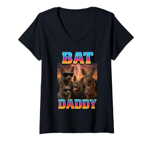 Damen Fledermaus Papa T-Shirt mit V-Ausschnitt Damen Fledermaus Papa T-Shirt mit V-Ausschnitt von Bat Dad