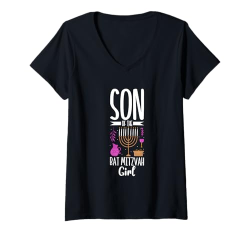 Damen Sohn der Bat Mitzvah T-Shirt mit V-Ausschnitt Damen Sohn der Bat Mitzvah T-Shirt mit V-Ausschnitt von Bat Mitzvah Feier Gesellschaft