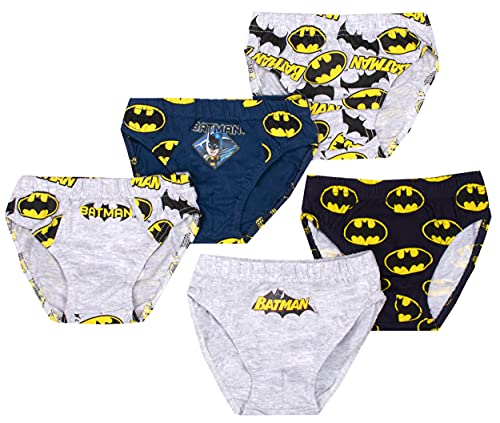 DC Comics - Batman - Jungen-Hosen - Weiche Baumwoll-Slips - Jungen-Batman-Hosen - 5er-Pack mit 5 verschiedenen Designs - Blau/Grau - Alter 5-6 von DC Comics