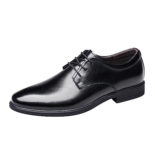 Battnot Herren Anzugschuhe Schwarz Leder Anzugschuhe Herren Schwarz Business Schuhe Leder Schnürhalbschuhe Klassischer Derby Oxford Hochzeit Schuhe Schnürschuh Absatz Lederschuhe Formal Shoes von Battnot