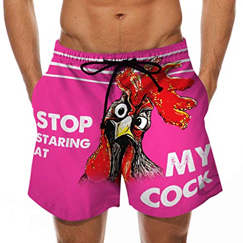 Battnot Herren Badeshorts Jungen Grafik Badehose Lustig 3D Schwanz gedruckt Beachshorts Schnelltrocknend Boardshorts Strand Shorts Farbblock,Stop Staring at My Cock, Männer Kordelzug Oversize Trunks von Battnot