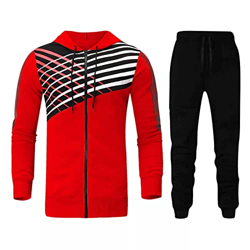 Battnot Jogginganzug Herren Atmungsaktiv Trainingsanzug Sportanzug Hausanzug 2-Teilig Sportbekleidung Trainingsanzug Herren Hoodie Mit Kapuze Langarm Fußball Sporthose Hoodie Hose für Gym Tracksuit von Battnot