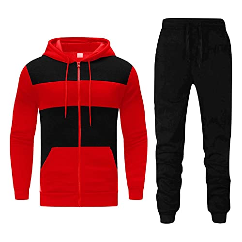 Battnot Jogginganzug Herren Atmungsaktiv Trainingsanzug Sportanzug Hausanzug 2-Teilig Sportbekleidung Trainingsanzug Herren Hoodie Mit Kapuze Langarm Fußball Sporthose Hoodie Hose für Gym Tracksuit von Battnot