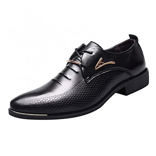 Battnot Lederschuhe für Herren Casual Lederschuhe Klassischer Hochzeit Herrenschuhe rutschfest Hochzeit Derby Leder Brogue Schwarz Braun Freizeit Atmungsaktive Männer Leder Formale Hochzeitsschuhe von Battnot