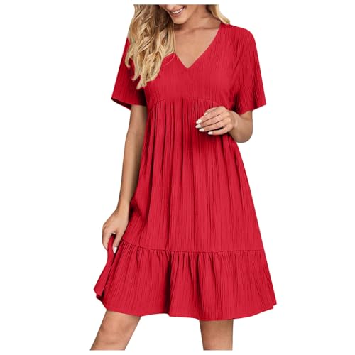 Sommerkleid für Damen Sommerkleider Kurzarm Blusenkleid Elegant Freizeitkleid Einfarbige Leicht und Luftig Oberteil Strandkleid Frauen Festkleider Shirtkleid Baumwolle Cocktailkleid Sommerkleid für Damen Sommerkleider Kurzarm Blusenkleid Elegant Freizeitkleid Einfarbige Leicht und Luftig Oberteil Strandkleid Frauen Festkleider Shirtkleid Baumwolle Cocktailkleid von Battnot
