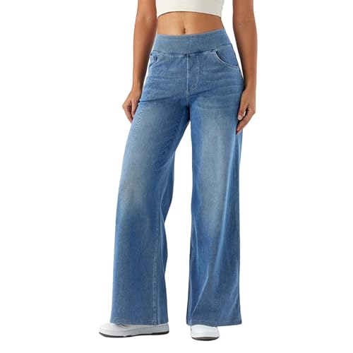 Bauzuoyo Baggy Jeans Damen Weites Bein High Waist Stretch Bequeme Jeans Y2k Vintage Wide Leg Jeanshose mit Gummibund Straight Leg Casual Schlaghose Bootcut Denim Activewear mit 4 Taschen Bauzuoyo Baggy Jeans Damen Weites Bein High Waist Stretch Bequeme Jeans Y2k Vintage Wide Leg Jeanshose mit Gummibund Straight Leg Casual Schlaghose Bootcut Denim Activewear mit 4 Taschen von Bauzuoyo
