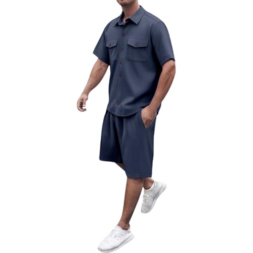 Bauzuoyo Cord Anzug Herren Retro Kurz Sommer Outfit 2-Teiler Casual Sportlich Jogginganzug Modische Kurzarm Hemd mit Brusttasche und Cargo Kurze Hose Tracksuit Einfarbig Streetwear Bauzuoyo Cord Anzug Herren Retro Kurz Sommer Outfit 2-Teiler Casual Sportlich Jogginganzug Modische Kurzarm Hemd mit Brusttasche und Cargo Kurze Hose Tracksuit Einfarbig Streetwear von Bauzuoyo