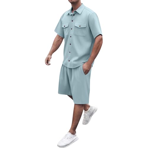Bauzuoyo Cord Anzug Herren Retro Kurz Sommer Outfit 2-Teiler Casual Sportlich Jogginganzug Modische Kurzarm Hemd mit Brusttasche und Cargo Kurze Hose Tracksuit Einfarbig Streetwear Bauzuoyo Cord Anzug Herren Retro Kurz Sommer Outfit 2-Teiler Casual Sportlich Jogginganzug Modische Kurzarm Hemd mit Brusttasche und Cargo Kurze Hose Tracksuit Einfarbig Streetwear von Bauzuoyo