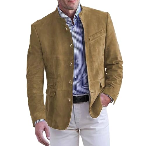 Herren Cord Anzugjacke Retro Wildleder Sakko Stehkragen Einfarbig Slim Fit Freizeit Blazer Vintage Anzugjacke für Männer Regular Fit Wolle Blazer mit Knopfleiste Businessjacke Herren Cord Anzugjacke Retro Wildleder Sakko Stehkragen Einfarbig Slim Fit Freizeit Blazer Vintage Anzugjacke für Männer Regular Fit Wolle Blazer mit Knopfleiste Businessjacke von Bauzuoyo