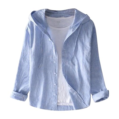 Leinenhemd Herren Hemd mit Kapuze Langarm Baumwolle Leinen Hemden Button-Down Leicht Atmungsaktiv Freizeithemden Casual Regular Fit Sommerhemd Kapuzenshirt Leinenhemd Herren Hemd mit Kapuze Langarm Baumwolle Leinen Hemden Button-Down Leicht Atmungsaktiv Freizeithemden Casual Regular Fit Sommerhemd Kapuzenshirt von Bauzuoyo