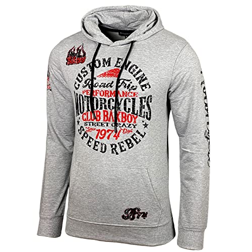 Baxboy Herren Pullover Hoodie Sweatjacke Longsleeve Sweatshirt Jacke Langarm Kapuzenpullover Hoody Sweater 2628, Farbe:Grau/Schwarz, Größe:2XL von Baxboy