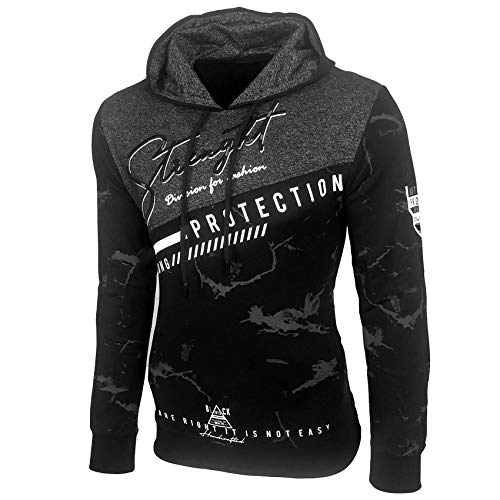 Baxboy Herren Pullover Hoodie Sweatjacke Longsleeve Sweatshirt Jacke Langarm Kapuzenpullover Hoody Sweater 2628, Farbe:Schwarz, Größe:2XL von Baxboy