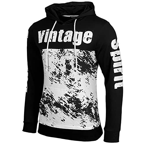 Baxboy Herren Pullover Hoodie Sweatjacke Longsleeve Sweatshirt Jacke Langarm Kapuzenpullover Hoody Sweater 603, Farbe:Schwarz, Größe:L von Baxboy